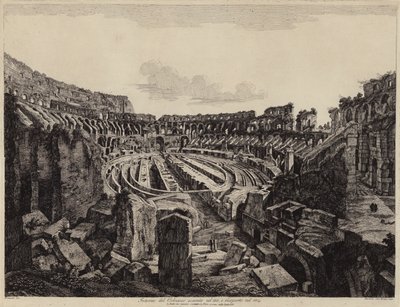Interiér Kolosea v Římě, vykopaný v roce 1813 a otevřen v roce 1814 (rytina) od European School