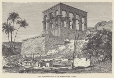 Ostrov Philae, nebo Posvátný ostrov, Núbie (rytina) od European School