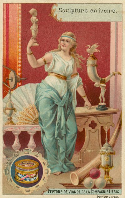 Socha ze slonoviny (chromolitho) od European School