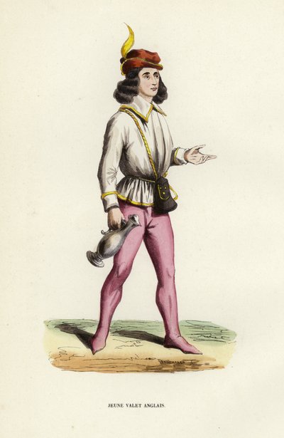 Young English Valet (barevná rytina) od European School