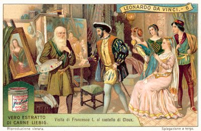 Francouzský král František I. na návštěvě Leonarda da Vinciho v Clos Luce (chromolitho) od European School