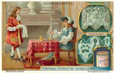 Francouzský král Ludvík XIV a Jean-Baptiste Colbert (chromolitho) od European School