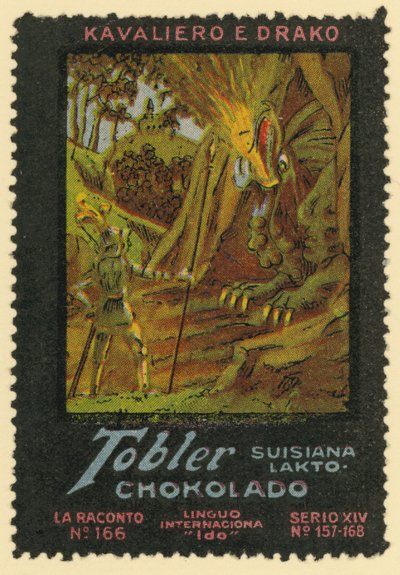 Rytíř a drak (barevná litografie) od European School