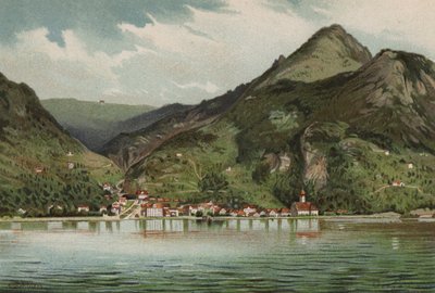 Lucernské jezero: Gersau (barevná litografie) od European School