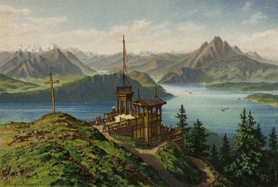 Lucernské jezero: Rigi-Kanzeli (barevná litografie) od European School