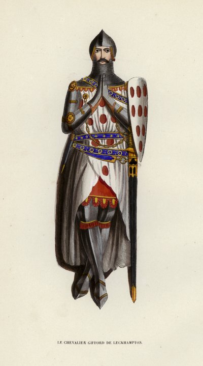 Le Chevalier Gifford De Leckhampton (barevná rytina) od European School
