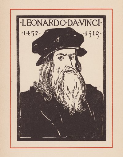 Leonardo da Vinci, italský renesanční polyhistor (litografie) od European School