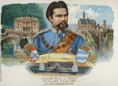 Ludwig II., bavorský král a jeho oblíbené hrady (chromolitho) od European School