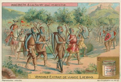 Macbeth. Les, který pochodoval, Liebigova karta, počátek 20. století (chromo) od European School