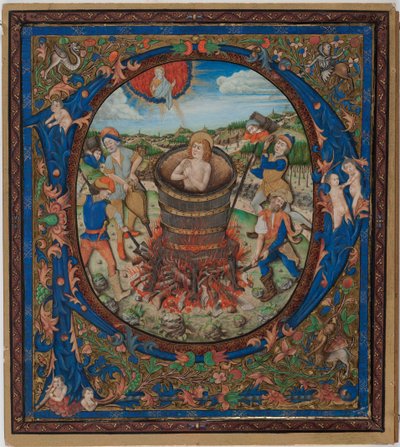Umučení sv. Jana Evangelisty (tempera na pergamenu nalepená na kartonu) od European School
