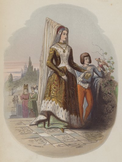 Marie Burgundská, první manželka budoucího císaře Svaté říše římské Maxmiliána I. (barevná rytina) od European School
