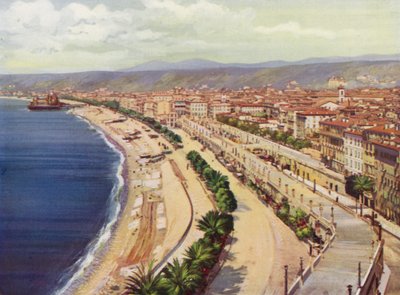 Nice, Quai du Midi a Vue Generale (barevná litografie) od European School