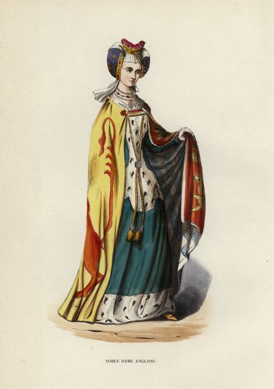 Noble Dame Anglaise (barevná rytina) od European School