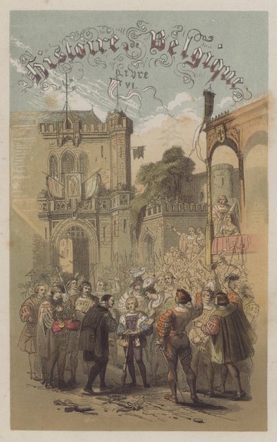 Philip Hezký, vévoda z Burgundska, vítězný v soutěži ve střelbě z kuše (barevná rytina) od European School