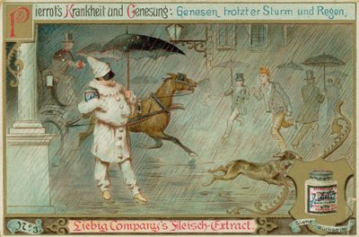 Pierrot in the Rain (chromolitho) od European School