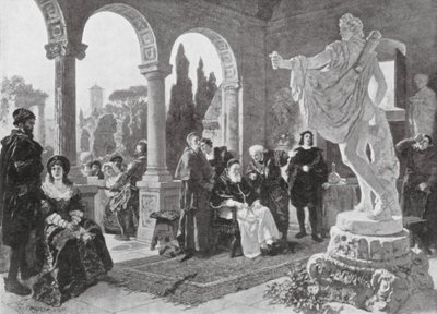 Papež Julius II. a Apollonův Belvedér (litografie) od European School