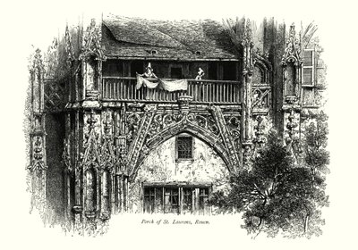 Kruchta kostela svatého Vavřince v Rouenu (rytina) od European School