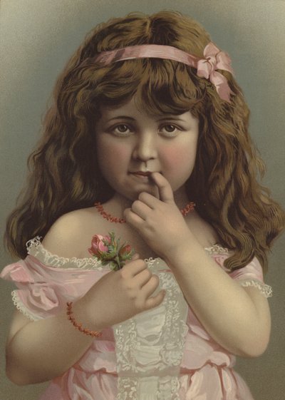 Portrét dívky držící květinu (barva litho) od European School
