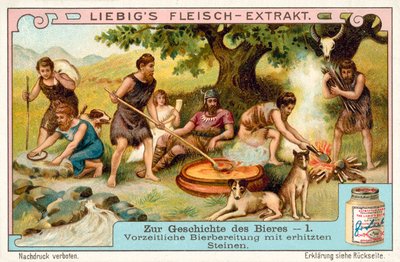 Prehistorická výroba piva pomocí vyhřívaných kamenů (chromolitho) od European School