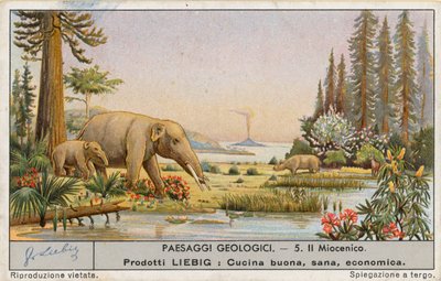 Prehistorický svět, Liebigova karta, počátek 20. století (chromo) od European School