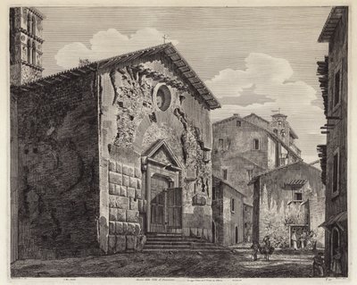 Zbytky vily Domitian, Řím, Itálie (rytina) od European School