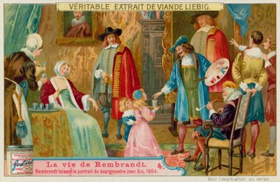 Rembrandt maluje obraz Jana Sixe od European School