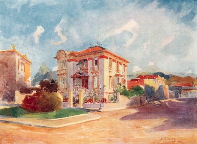 Rezidence J.E. Dr. Pedra de Toleda, bývalého ministra zemědělství, Avenida Beira Mar (barevná litografie) od European School
