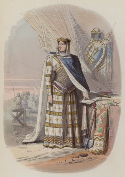 Richilde, hraběnka z Hainaut, hraběnka choť a regent z Flander (barevná rytina) od European School