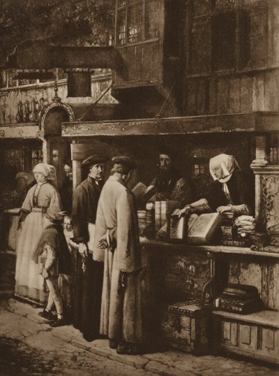 Scéna v knihkupectví (litho) od European School