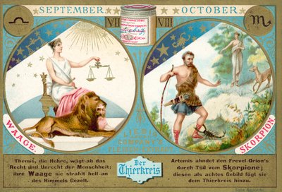 Září a říjen: Váhy a Štír (chromolitho) od European School