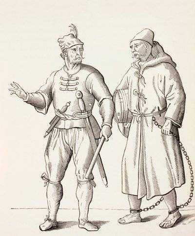 Šestnácté století Galley Soldier with a Galley Slave, c.1880 od European School