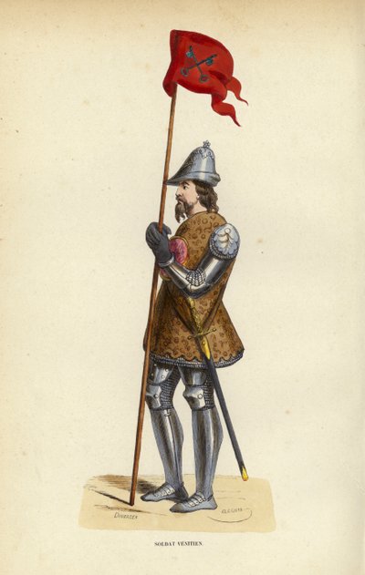 Soldat Venitien (barevná rytina) od European School