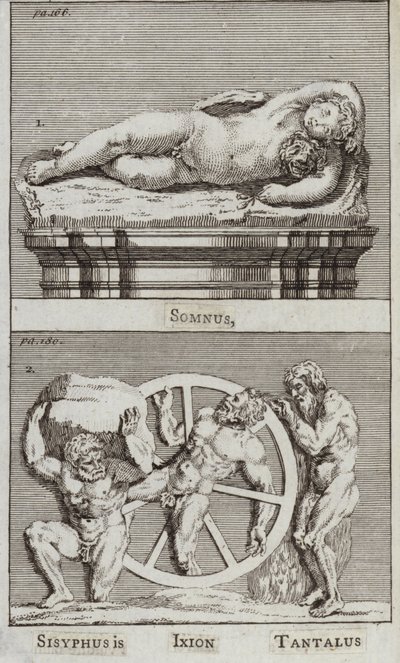 Spánek, Sisyfos, Ixion, Tantalus (rytina) od European School