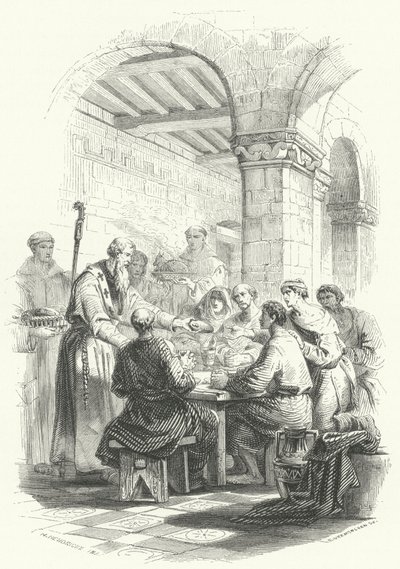 St Eligius podávající jídlo chudým (rytina) od European School