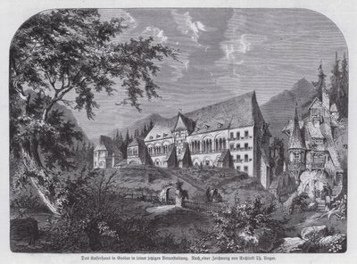Kaiserhaus, císařský palác v Goslaru, Německo (rytina) od European School
