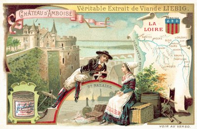 Loire a pohled na zámek Amboise (chromolitho) od European School