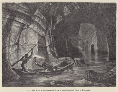 The Styx, podzemní řeka v Mammoth Cave of Kentucky (rytina) od European School