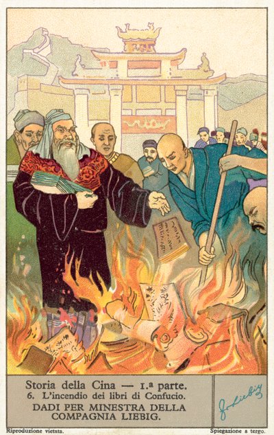 Spálení Konfuciových knih (chromolitho) od European School