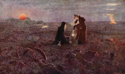 Vdova po Tuchkovi na bojišti u Borodina (barevná litografie) od European School