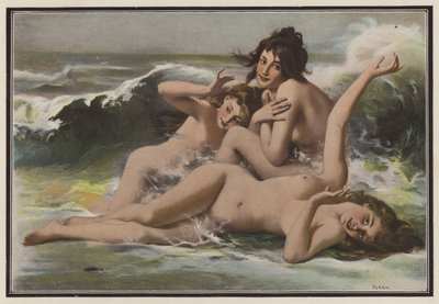 Tři ženy mezi vlnami (barva litho) od European School