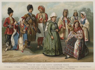 Typy východoevropských a severoevropských ras (chromolitho) od European School