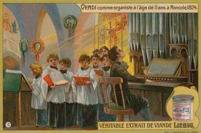 Verdi hrající na varhany v Roncole od European School