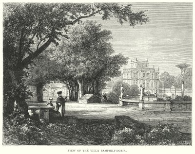 Pohled na vilu Pamphili-Doria (rytina) od European School