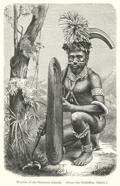 Warrior of Šalamounových ostrovů (rytina) od European School