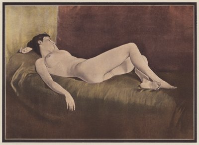 Žena ležící na posteli (barva litho) od European School