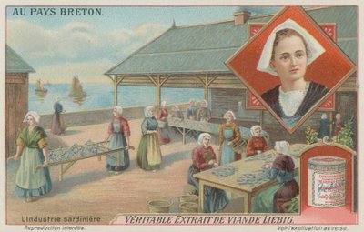 Ženy připravující sardinky (chromolitho) od European School