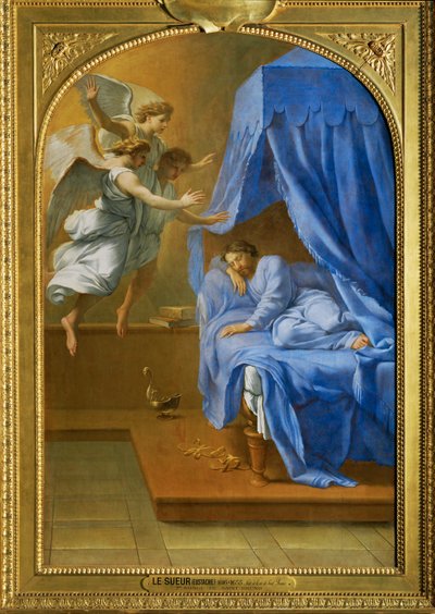 Le songe de Saint Bruno - Sen svatého Bruna ... od Eustache (studio of) Le Sueur