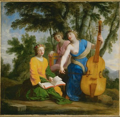 Melpomene, Erato a Polyhymnia ... od Eustache (studio of) Le Sueur