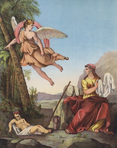 Hagar a anděl v poušti od Eustache Le Sueur