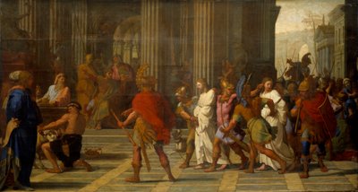 Svatá Gervais a svatá Protais přivedení před Astasia, odmítají obětovat Jupiterovi od Eustache Le Sueur